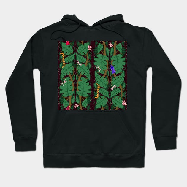 Parrots, anacondas, and bugs, Oh my! | Jungle Joy | green, red, blue Hoodie by Ipoole